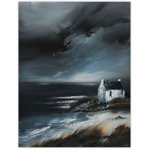 Artery8 Scottish Coastal Cottage Oil Painting Timeless Wall Art Print in Grey Size: W12" x H16" Grey W12" x H16" Artery8 Scottish Coastal Cottage Oil Painting Timeless Wall Art Print in Grey Size: W12" x H16" Grey W12" x H16"