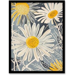 Artery8 Bright Daisy Flowers Bloom Artwork Light Floral Framed Art Print in Blue Size: W12" x H16" Blue W12" x H16" Artery8 Bright Daisy Flowers Bloom Artwork Light Floral Framed Art Print in Blue Size: W12" x H16" Blue W12" x H16"