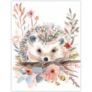 Artery8 Hedgehog in Wildflowers Modern Watercolour Pastel Wall Art Print in Pink Size: W12" x H16" Pink W12" x H16" Artery8 Hedgehog in Wildflowers Modern Watercolour Pastel Wall Art Print in Pink Size: W12" x H16" Pink W12" x H16"