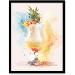 Artery8 Pina Colada Pineapple Slice Cocktail Watercolour Framed Art Print in Yellow Size: W12" x H16" Yellow W12" x H16" Artery8 Pina Colada Pineapple Slice Cocktail Watercolour Framed Art Print in Yellow Size: W12" x H16" Yellow W12" x H16"