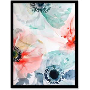 Artery8 Poppy Flowers Teal Blue Red Light Watercolour Framed Art Print Size: W12" x H16" Multicolor W12" x H16" Artery8 Poppy Flowers Teal Blue Red Light Watercolour Framed Art Print Size: W12" x H16" Multicolor W12" x H16"