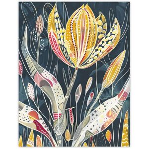 Artery8 Tulip Flower Bloom Colourful Folk Art Painting Wall Art Print in Blue Size: W12" x H16" Blue W12" x H16" Artery8 Tulip Flower Bloom Colourful Folk Art Painting Wall Art Print in Blue Size: W12" x H16" Blue W12" x H16"