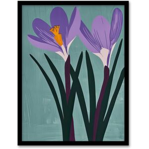 Artery8 Two Purple Crocus Flowers Painting Simple Floral Framed Art Print in Blue Size: W12" x H16" Blue W12" x H16" Artery8 Two Purple Crocus Flowers Painting Simple Floral Framed Art Print in Blue Size: W12" x H16" Blue W12" x H16"