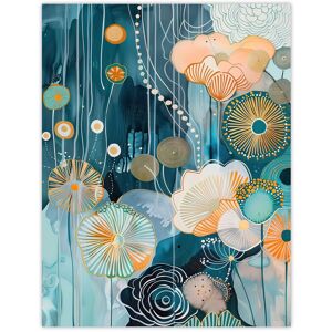 Artery8 Abstract Ocean Flower Garden Artwork Floral Sea Wall Art Print in Blue Size: W12" x H16" Blue W12" x H16" Artery8 Abstract Ocean Flower Garden Artwork Floral Sea Wall Art Print in Blue Size: W12" x H16" Blue W12" x H16"