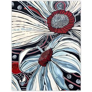Artery8 Abstract Blue Red Flowers Artwork Floral Bloom Wall Art Print in White Size: W12" x H16" White W12" x H16" Artery8 Abstract Blue Red Flowers Artwork Floral Bloom Wall Art Print in White Size: W12" x H16" White W12" x H16"