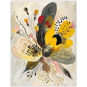 Artery8 Abstract Flower Bouquet Muted Tones Folk Art Wall Art Print in Beige Size: W12" x H16" Beige W12" x H16" Artery8 Abstract Flower Bouquet Muted Tones Folk Art Wall Art Print in Beige Size: W12" x H16" Beige W12" x H16"