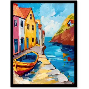 Artery8 Colourful Houses Boat English Seaside Town Framed Art Print Size: W12" x H16" Multicolor W12" x H16" Artery8 Colourful Houses Boat English Seaside Town Framed Art Print Size: W12" x H16" Multicolor W12" x H16"