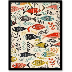 Artery8 Scandi Fish Sea Kelp Design Colourful Rustic Framed Art Print Size: W12" x H16" Multicolor W12" x H16" Artery8 Scandi Fish Sea Kelp Design Colourful Rustic Framed Art Print Size: W12" x H16" Multicolor W12" x H16"
