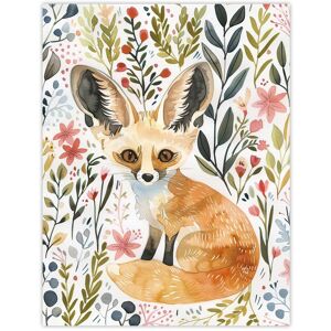 Artery8 Fennec Fox Boho Floral Watercolour Portrait Wall Art Print Size: W12" x H16" Multicolor W12" x H16" Artery8 Fennec Fox Boho Floral Watercolour Portrait Wall Art Print Size: W12" x H16" Multicolor W12" x H16"