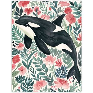 Artery8 Orca Killer Whale Flower Sea Watercolour Floral Wall Art Print Size: W12" x H16" Multicolor W12" x H16" Artery8 Orca Killer Whale Flower Sea Watercolour Floral Wall Art Print Size: W12" x H16" Multicolor W12" x H16"