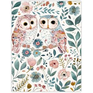 Artery8 Cute Owl Couple Pastel Colour Floral Watercolour Wall Art Print Size: W12" x H16" Multicolor W12" x H16" Artery8 Cute Owl Couple Pastel Colour Floral Watercolour Wall Art Print Size: W12" x H16" Multicolor W12" x H16"