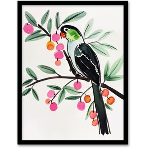 Artery8 Parrot Bird Pink Green Fruit Tree Branch Bright Framed Wall Art Size: W12" x H16" Green W12" x H16" Artery8 Parrot Bird Pink Green Fruit Tree Branch Bright Framed Wall Art Size: W12" x H16" Green W12" x H16"