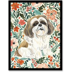 Artery8 Cute Shih Tzu Dog Lover Rustic Floral Portrait Framed Wall Art Size: W12" x H16" Multicolor W12" x H16" Artery8 Cute Shih Tzu Dog Lover Rustic Floral Portrait Framed Wall Art Size: W12" x H16" Multicolor W12" x H16"