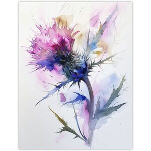 Artery8 Thistle Flower Bloom Soft Watercolour Painting Wall Art Print in Purple Size: W12" x H16" Purple W12" x H16" Artery8 Thistle Flower Bloom Soft Watercolour Painting Wall Art Print in Purple Size: W12" x H16" Purple W12" x H16"