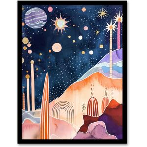 Artery8 Mid Century Modern Abstract Boho Space Landscape Framed Wall Art Size: W12" x H16" Multicolor W12" x H16" Artery8 Mid Century Modern Abstract Boho Space Landscape Framed Wall Art Size: W12" x H16" Multicolor W12" x H16"