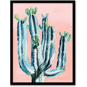 Artery8 Desert Cactus Pastel Colour Pink Teal Watercolour Framed Wall Art Size: W12" x H16" Pink W12" x H16" Artery8 Desert Cactus Pastel Colour Pink Teal Watercolour Framed Wall Art Size: W12" x H16" Pink W12" x H16"