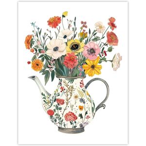 Artery8 Flower Bouquet in Rustic Floral Teapot Vase Wall Art Print Size: W12" x H16" Multicolor W12" x H16" Artery8 Flower Bouquet in Rustic Floral Teapot Vase Wall Art Print Size: W12" x H16" Multicolor W12" x H16"
