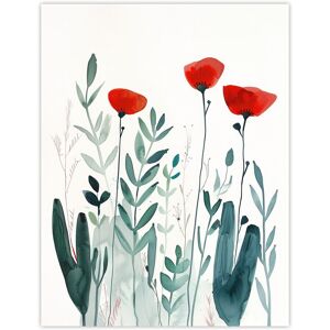 Artery8 Wild Poppy Flowers Bright Red Teal Watercolour Wall Art Print in Green Size: W24" x H32" Green W24" x H32" Artery8 Wild Poppy Flowers Bright Red Teal Watercolour Wall Art Print in Green Size: W24" x H32" Green W24" x H32"