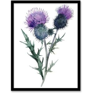 Artery8 Two Scottish Thistle Flower Blooms Watercolour Framed Art Print in Purple Size: W12" x H16" Purple W12" x H16" Artery8 Two Scottish Thistle Flower Blooms Watercolour Framed Art Print in Purple Size: W12" x H16" Purple W12" x H16"