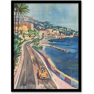 Artery8 Monaco Motor Sport Race Track Cityscape Painting Framed Art Print in Blue Size: W12" x H16" Blue W12" x H16" Artery8 Monaco Motor Sport Race Track Cityscape Painting Framed Art Print in Blue Size: W12" x H16" Blue W12" x H16"