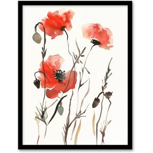 Artery8 Watercolour Poppy Flowers Bright Abstract Floral Framed Art Print in Red Size: W12" x H16" Red W12" x H16" Artery8 Watercolour Poppy Flowers Bright Abstract Floral Framed Art Print in Red Size: W12" x H16" Red W12" x H16"