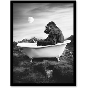 Artery8 Gorilla Ape in Bathtub Black White Valley Surreal Framed Art Print in Grey Size: W12" x H16" Grey W12" x H16" Artery8 Gorilla Ape in Bathtub Black White Valley Surreal Framed Art Print in Grey Size: W12" x H16" Grey W12" x H16"