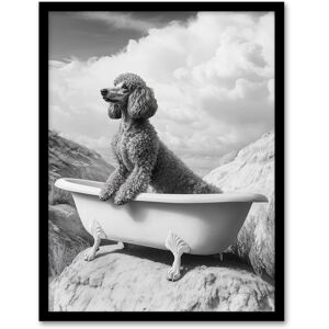 Artery8 Surreal Dog Lover Black White Poodle in Bathtub Framed Art Print in Grey Size: W12" x H16" Grey W12" x H16" Artery8 Surreal Dog Lover Black White Poodle in Bathtub Framed Art Print in Grey Size: W12" x H16" Grey W12" x H16"