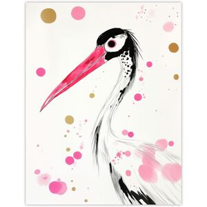 Artery8 Oriental Stork Pink Gold Black Bird Painting Wall Art Print Size: W12" x H16" Pink W12" x H16" Artery8 Oriental Stork Pink Gold Black Bird Painting Wall Art Print Size: W12" x H16" Pink W12" x H16"