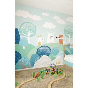 Origin Murals Woodland Friends Wall Mural in Blue Size: W300 cm x H240 cm Blue W300 cm x H240 cm Origin Murals Woodland Friends Wall Mural in Blue Size: W300 cm x H240 cm Blue W300 cm x H240 cm