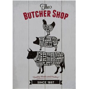 Premier Housewares Butcher Shop Wall Plaque - Grey Premier Housewares Butcher Shop Wall Plaque - Grey