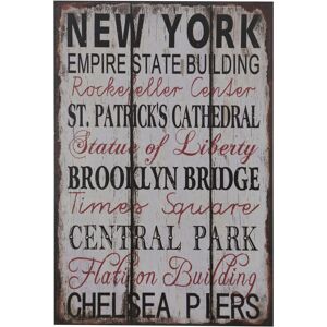 Orsina New York Wall Plaque, Vintage Wooden Sign With Bold City Typography, Natural Wood Grain Adds Urban Rustic in White White Orsina New York Wall Plaque, Vintage Wooden Sign With Bold City Typography, Natural Wood Grain Adds Urban Rustic in White White