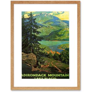 Artery8 Adirondack Mountains Lake Placid Lakeside Forest Nature Landscape Illustration Travel Poster Framed Wall Art Print Picture 12X16 inch Light Oak Artery8 Adirondack Mountains Lake Placid Lakeside Forest Nature Landscape Illustration Travel Poster Framed Wall Art Print Picture 12X16 inch Light Oak