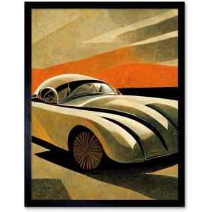 Artery8 Wall Art Print Art Deco Vintage Sports Car Sunset Art Framed in Black Size: W12" x H16" Black W12" x H16" Artery8 Wall Art Print Art Deco Vintage Sports Car Sunset Art Framed in Black Size: W12" x H16" Black W12" x H16"