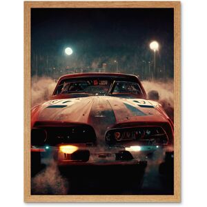 Artery8 Wall Art Print Classic Sports Car Muscle Cinematic Night Atmospheric Race In Fog Art Framed in Light Oak Size: W12" x H16" Light Oak W12" x H16" Artery8 Wall Art Print Classic Sports Car Muscle Cinematic Night Atmospheric Race In Fog Art Framed in Light Oak Size: W12" x H16" Light Oak W12" x H16"