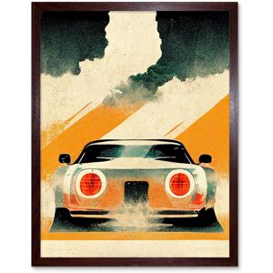 Artery8 Wall Art Print Japanese Sports Car Vintage Vector Yellow Silver Black Art Framed in Brown Size: W12" x H16" Brown W12" x H16" Artery8 Wall Art Print Japanese Sports Car Vintage Vector Yellow Silver Black Art Framed in Brown Size: W12" x H16" Brown W12" x H16"