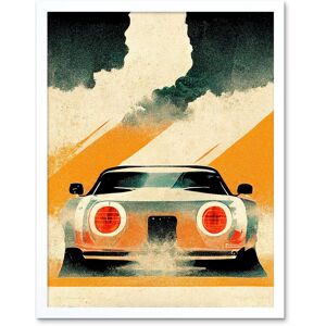 Artery8 Wall Art Print Japanese Sports Car Vintage Vector Yellow Silver Black Art Framed in White Size: W12" x H16" White W12" x H16" Artery8 Wall Art Print Japanese Sports Car Vintage Vector Yellow Silver Black Art Framed in White Size: W12" x H16" White W12" x H16"