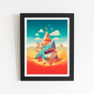 Warren Reed - Designer Shark On A Beach Holiday Framed Art Print in Black Size: W8" x H10" Black W8" x H10" Warren Reed - Designer Shark On A Beach Holiday Framed Art Print in Black Size: W8" x H10" Black W8" x H10"