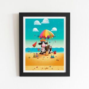 Warren Reed - Designer Cow On A Beach Holiday Framed Art Print in Black Size: W12" x H16" Black W12" x H16" Warren Reed - Designer Cow On A Beach Holiday Framed Art Print in Black Size: W12" x H16" Black W12" x H16"