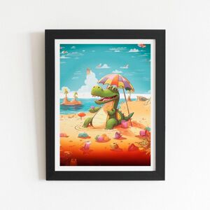 Warren Reed - Designer A Crocodile On A Beach Holiday Framed Art Print in Black Size: W12" x H16" Black W12" x H16" Warren Reed - Designer A Crocodile On A Beach Holiday Framed Art Print in Black Size: W12" x H16" Black W12" x H16"