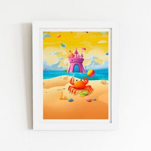 Warren Reed - Designer Orange Crab On A Beach Holiday Framed Art Print in White Size: W16" x H24" White W16" x H24" Warren Reed - Designer Orange Crab On A Beach Holiday Framed Art Print in White Size: W16" x H24" White W16" x H24"