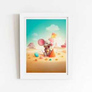 Warren Reed - Designer A Mouse On A Beach Holiday Framed Art Print in White Size: W20" x H30" White W20" x H30" Warren Reed - Designer A Mouse On A Beach Holiday Framed Art Print in White Size: W20" x H30" White W20" x H30"