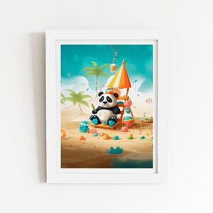Warren Reed - Designer Happy Panda On A Beach Holiday Framed Art Print in White Size: W8" x H10" White W8" x H10" Warren Reed - Designer Happy Panda On A Beach Holiday Framed Art Print in White Size: W8" x H10" White W8" x H10"