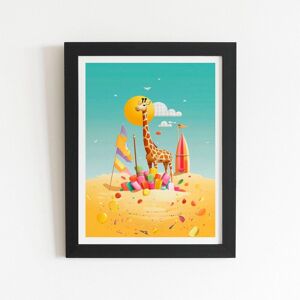 Warren Reed - Designer A Giraffe On A Beach Holiday Framed Art Print in Black Size: W24" x H36" Black W24" x H36" Warren Reed - Designer A Giraffe On A Beach Holiday Framed Art Print in Black Size: W24" x H36" Black W24" x H36"