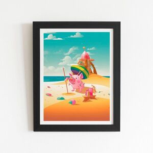 Warren Reed - Designer Piglet On A Beach Holiday Framed Art Print in Black Size: W24" x H36" Black W24" x H36" Warren Reed - Designer Piglet On A Beach Holiday Framed Art Print in Black Size: W24" x H36" Black W24" x H36"