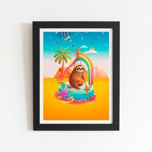 Warren Reed - Designer Sloth On A Beach Holiday Framed Art Print in Black Size: W12" x H16" Black W12" x H16" Warren Reed - Designer Sloth On A Beach Holiday Framed Art Print in Black Size: W12" x H16" Black W12" x H16"