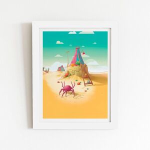 Warren Reed - Designer Crab On A Beach Holiday Framed Art Print in White Size: W20" x H30" White W20" x H30" Warren Reed - Designer Crab On A Beach Holiday Framed Art Print in White Size: W20" x H30" White W20" x H30"