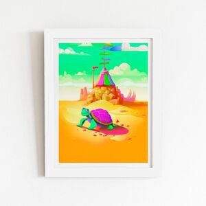 Warren Reed - Designer Turtle On A Beach Holiday Framed Art Print in White Size: W12" x H16" White W12" x H16" Warren Reed - Designer Turtle On A Beach Holiday Framed Art Print in White Size: W12" x H16" White W12" x H16"