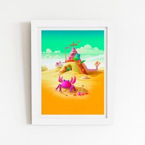Warren Reed - Designer Pink Crab On A Beach Holiday Framed Art Print in White Size: W20" x H30" White W20" x H30" Warren Reed - Designer Pink Crab On A Beach Holiday Framed Art Print in White Size: W20" x H30" White W20" x H30"