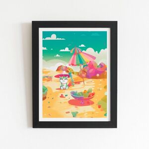 Warren Reed - Designer Kitten On A Beach Holiday Framed Art Print in Black Size: W16" x H24" Black W16" x H24" Warren Reed - Designer Kitten On A Beach Holiday Framed Art Print in Black Size: W16" x H24" Black W16" x H24"