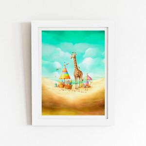 Warren Reed - Designer Giraffe On A Beach Holiday Framed Art Print in White Size: W24" x H36" White W24" x H36" Warren Reed - Designer Giraffe On A Beach Holiday Framed Art Print in White Size: W24" x H36" White W24" x H36"